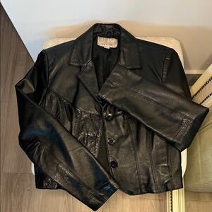 Women’s Black Leather Button-Front Jacket by Wilson’s Leather